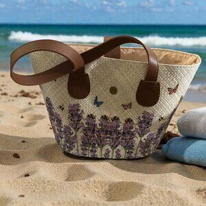 Exclusive Handmade Bali Pandan Woven Tote - Purple